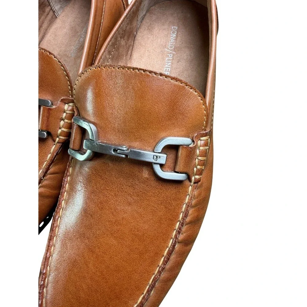 Donald Pliner Dacio Leather Horsebit Loafers Cognac Slip On Shoes Men's 9.5M